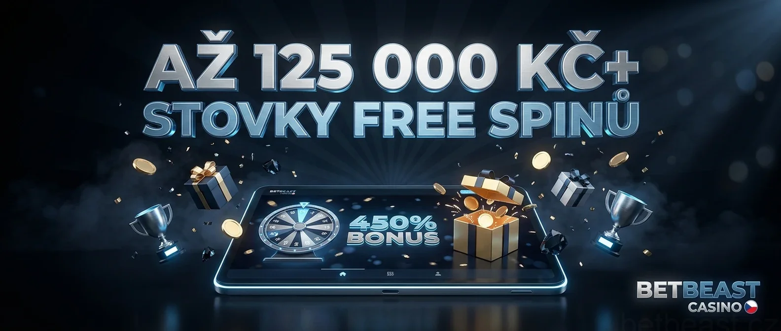AŽ 125 000 KČ+ STOVKY FREE SPINŮ
